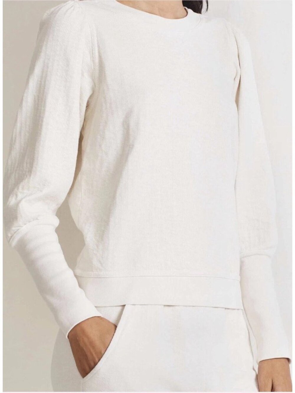 Apiece Apart Olimpio Puff Sleeve Sweatshirt Cream M